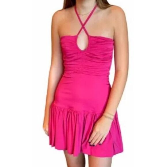 Silka Hot Pink Fiorella Strapless Mini Dress NWT Sz. S - Picture 1 of 9